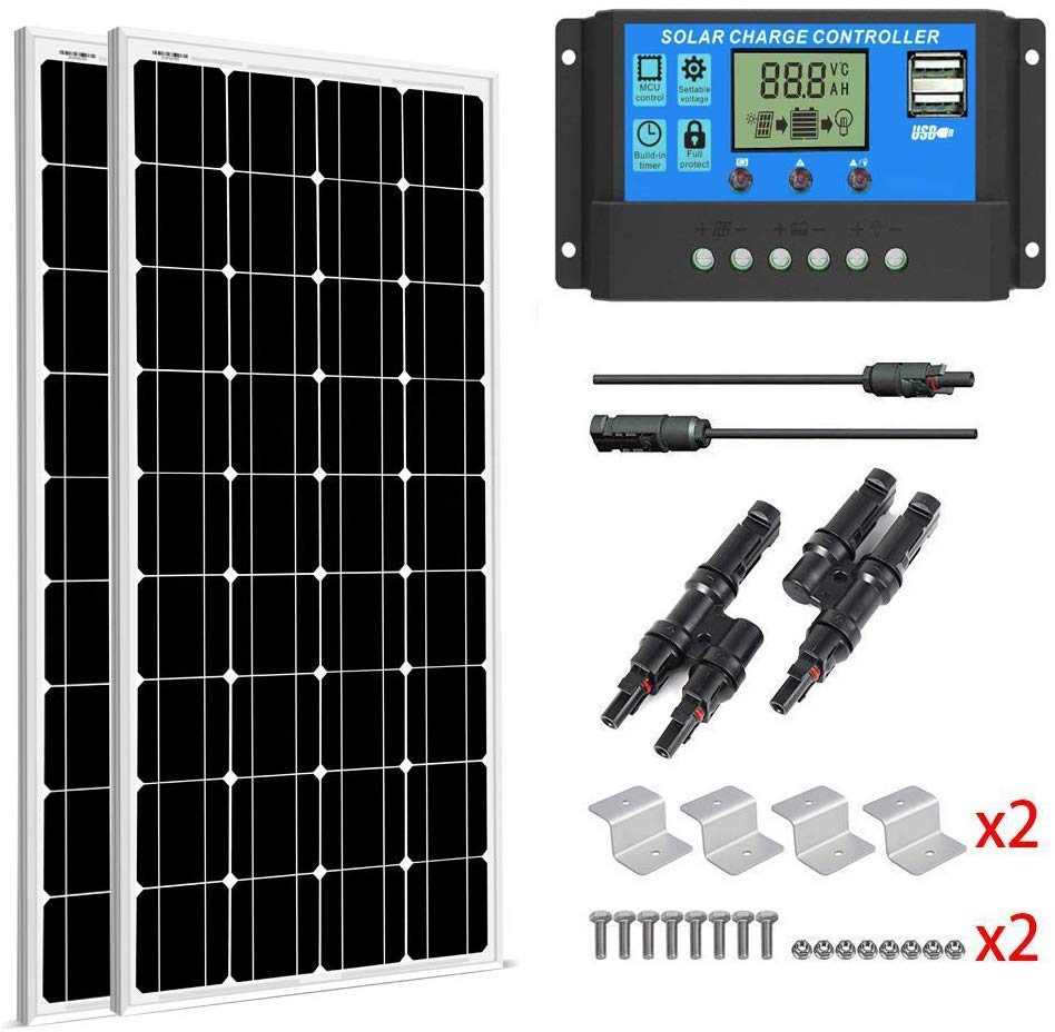 SUNGOLDPOWER 200 Watt 12V Monocrystalline Solar Panel Module Kit
